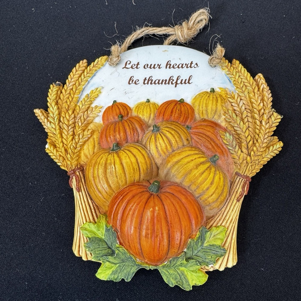 Vintage‎ RUSS Let Our Hearts Be Thankful Wall Plaque